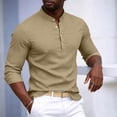 thumbnail image 5 of Fengqque Men's Half Collar Solid Color Shirts Long Sleeves Slim Fit Blouse Button Tops Coffee L, 5 of 8