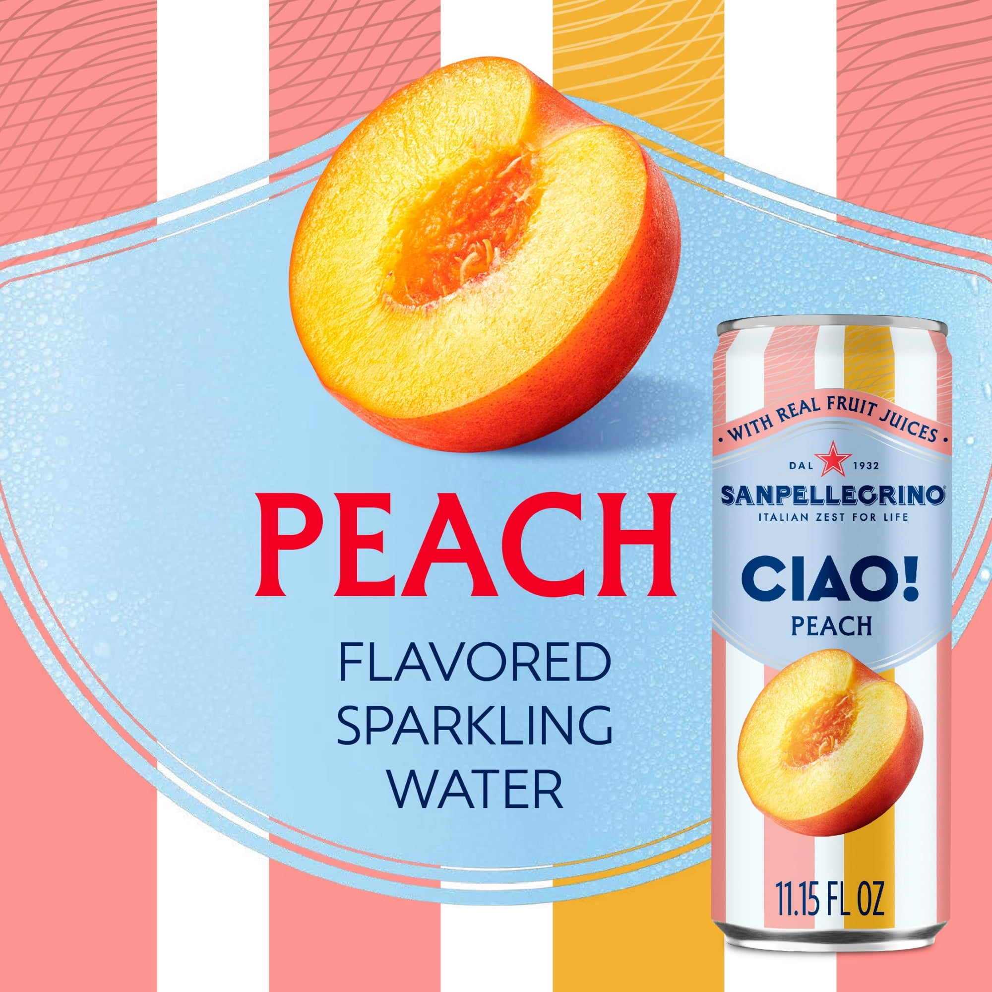 (Pack Of 4) San Pellegrino Water Sparkling Ciao Peach 6 Pack 66.9 Fo