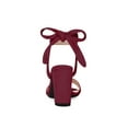thumbnail image 2 of BLISSFUL STEP Women's Sandals Ankle Tie Back Open Toe Block Heels Burgundy 6.5, 2 of 7