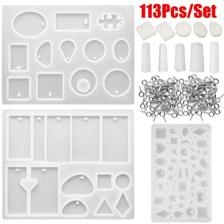 Meigar 113Pcs Resin Casting Molds Jewelry Making Silicone Molds Pendant Craft Kit