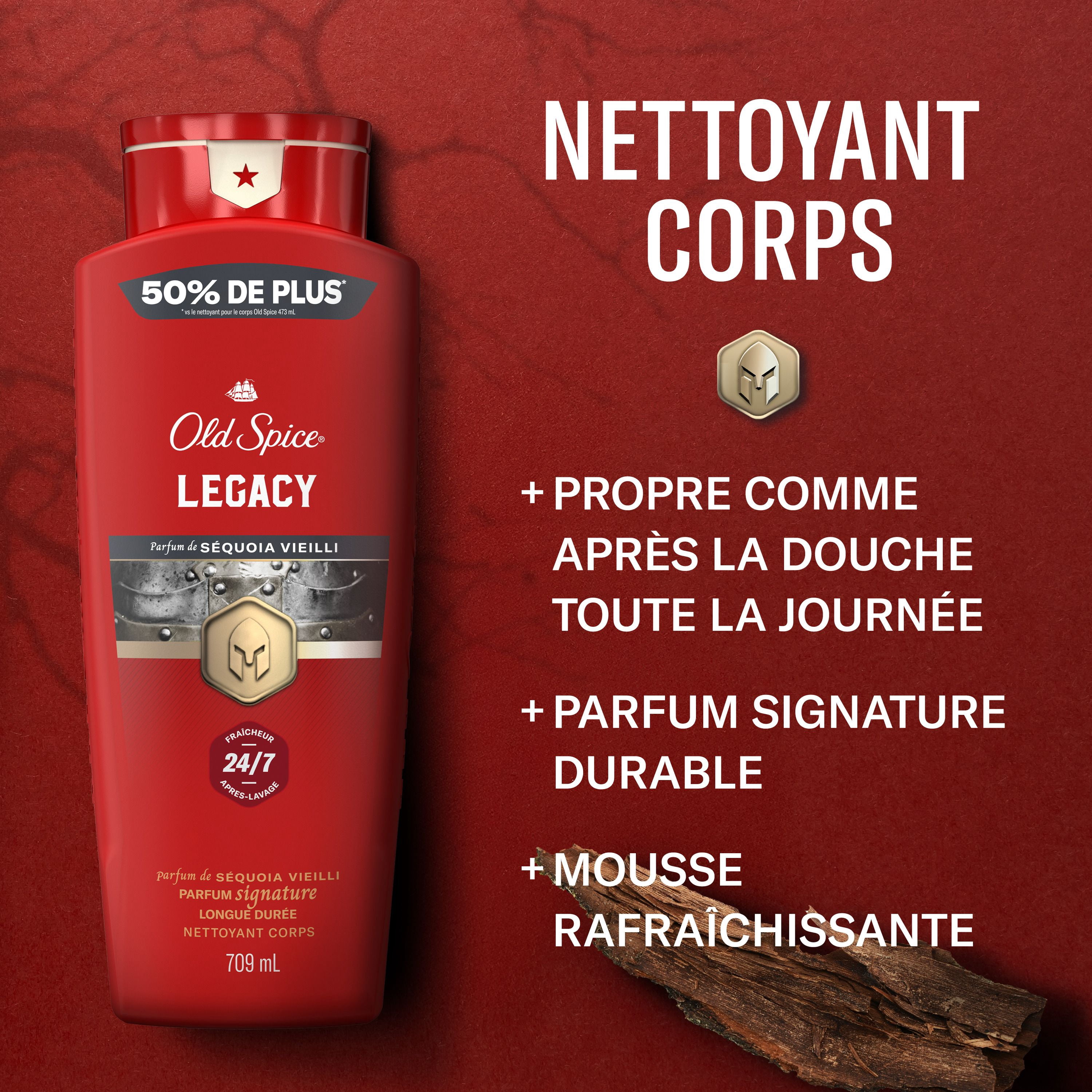 Old Spice Red Collection Body Wash for Men, Legacy Scent, Refreshing Clean, Moisturizing Formula, Long-Lasting Fragrance, 709ml