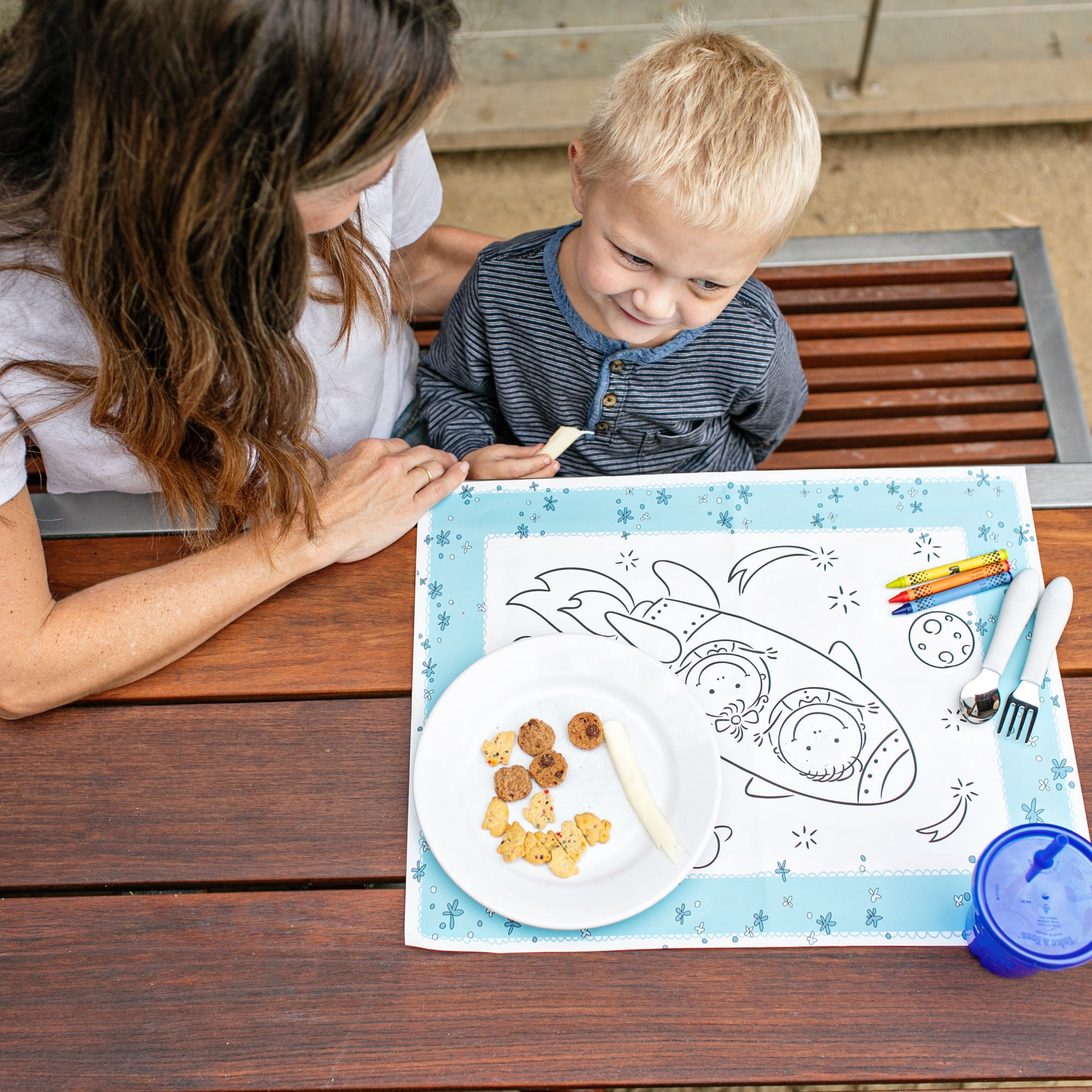 J.L. Childress ColorMe Disposable Placemats - Stick on Placemats for Baby, Toddlers, & Kids, 24 Pack
