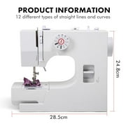 Portable Sewing Machine for Beginners and Kids with 12 Stitch Applications, Dual Speed, and Reverse Stitch- Small Sewing Machine with Foot Pedal, Easy to Use Electric Mini Sewing M