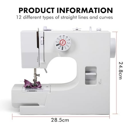 Portable Sewing Machine for Beginners and Kids with 12 Stitch Applications, Dual Speed, and Reverse Stitch- Small Sewing Machine with Foot Pedal, Easy to Use Electric Mini Sewing M