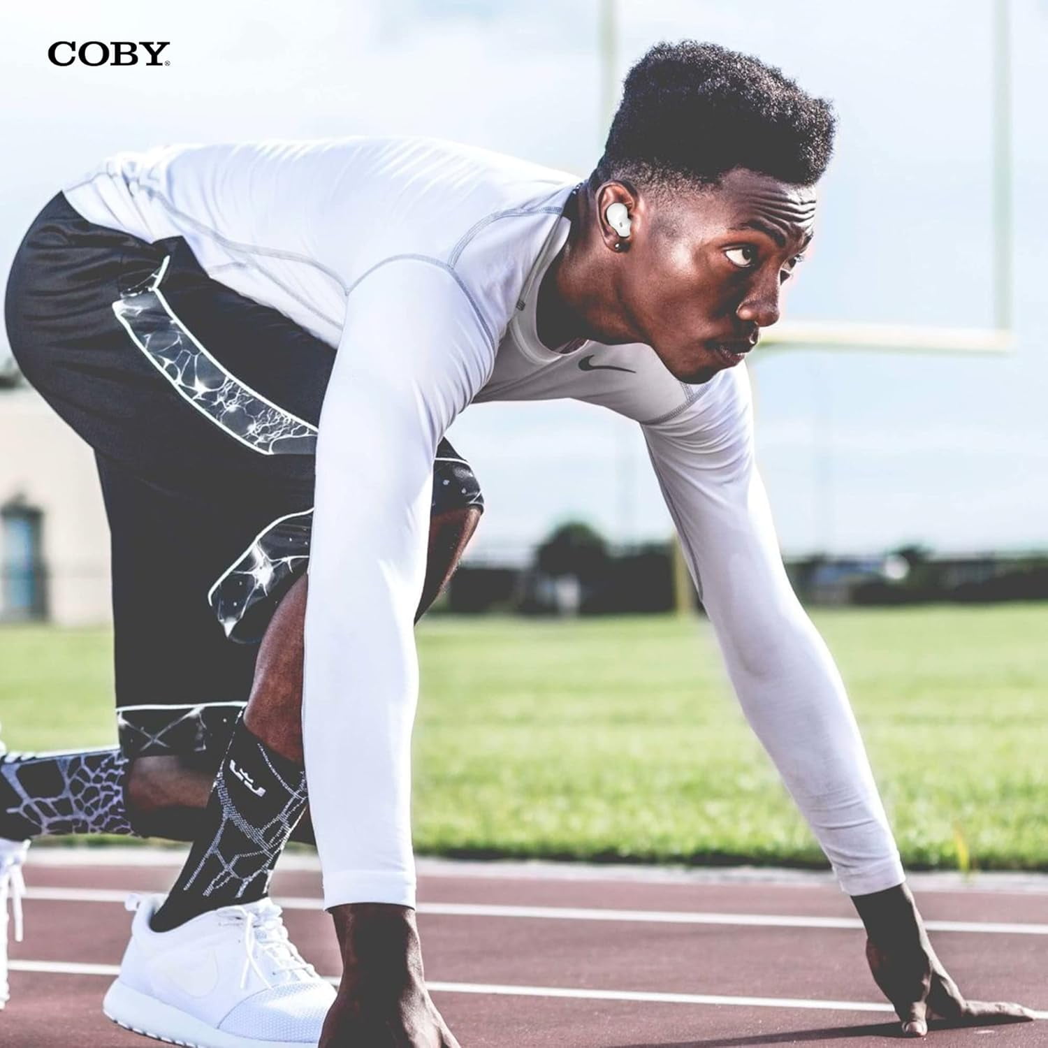COBY Ultra-Slim True Wireless Earbuds, Ergonomic Bluetooth Earbuds with Microphone, White
