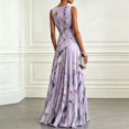 thumbnail image 6 of Womens Maxi Dresses Flowy Ruched Floral Print Boho Dress Wrap V Neck Sleeveless Sundress Elegant Formal Party Wedding Guest Dresses Beach Vacation Outfit, 6 of 7