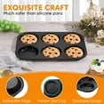 thumbnail image 3 of Walchoice Muffin Top Pan Set of 2, 6-Cup Stainless Steel Cupcake Pan for Baking, 11” x 7.5” Regular Size Metal Pan Tin Tray for Mini Cake Cookie Egg Hamburger, Oven & Dishwasher Safe - Black, 3 of 8