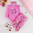 thumbnail image 2 of Hpapadks Baby Girl Outfits Infant Girls Long Sleeve Letter Cartoon Romper Pants Cute Headband Baby Girl Clothes Pink L, 2 of 7