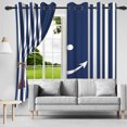 thumbnail image 6 of Nanqianyi Navy Stripes Nautical Anchor Blackout Curtains With Grommet Polyester Drapes, Living Room/Bedroom Windows Curtains,Set of 2,42x96 inch, 6 of 7