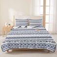 thumbnail image 3 of Queen Quilt Set 90''x96'', Blue Boho Stripes Lightweight Bedspread Coverlet Set with 2 Pillow Shams, Minimalist Geometric Tribal Ethnic Breathable All Season Quilt Bedding for Bedroom/Guest Room, 3 of 9