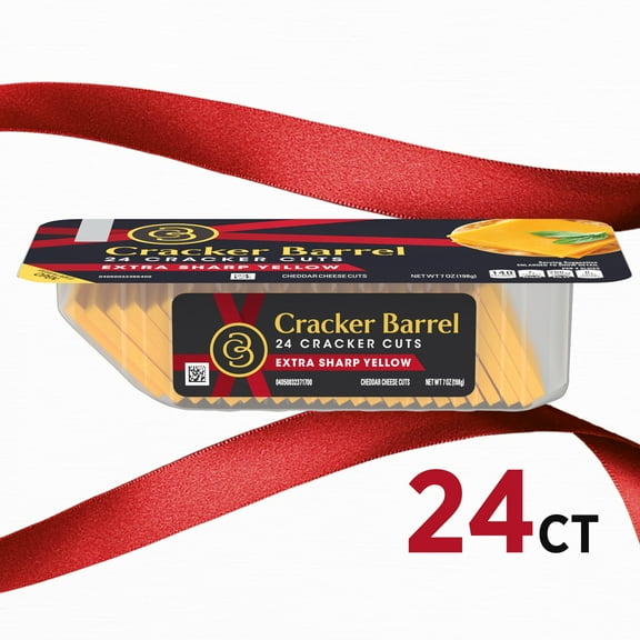 Cracker Barrel Cracker Cuts Extra Sharp Yellow Cheddar Cheese Slices, 24 ct Tray