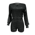 thumbnail image 5 of Miluxas Sequin Rompers for Women Clearance Long Sleeve Jumpsuits Playsuits Sparkle Metallic Party Romper Black 10(XL), 5 of 5