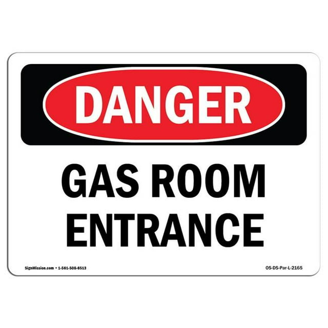 SignMission OS-DS-A-1218-L-2165 12 x 18 in. OSHA Danger Sign - Gas Room Entrance