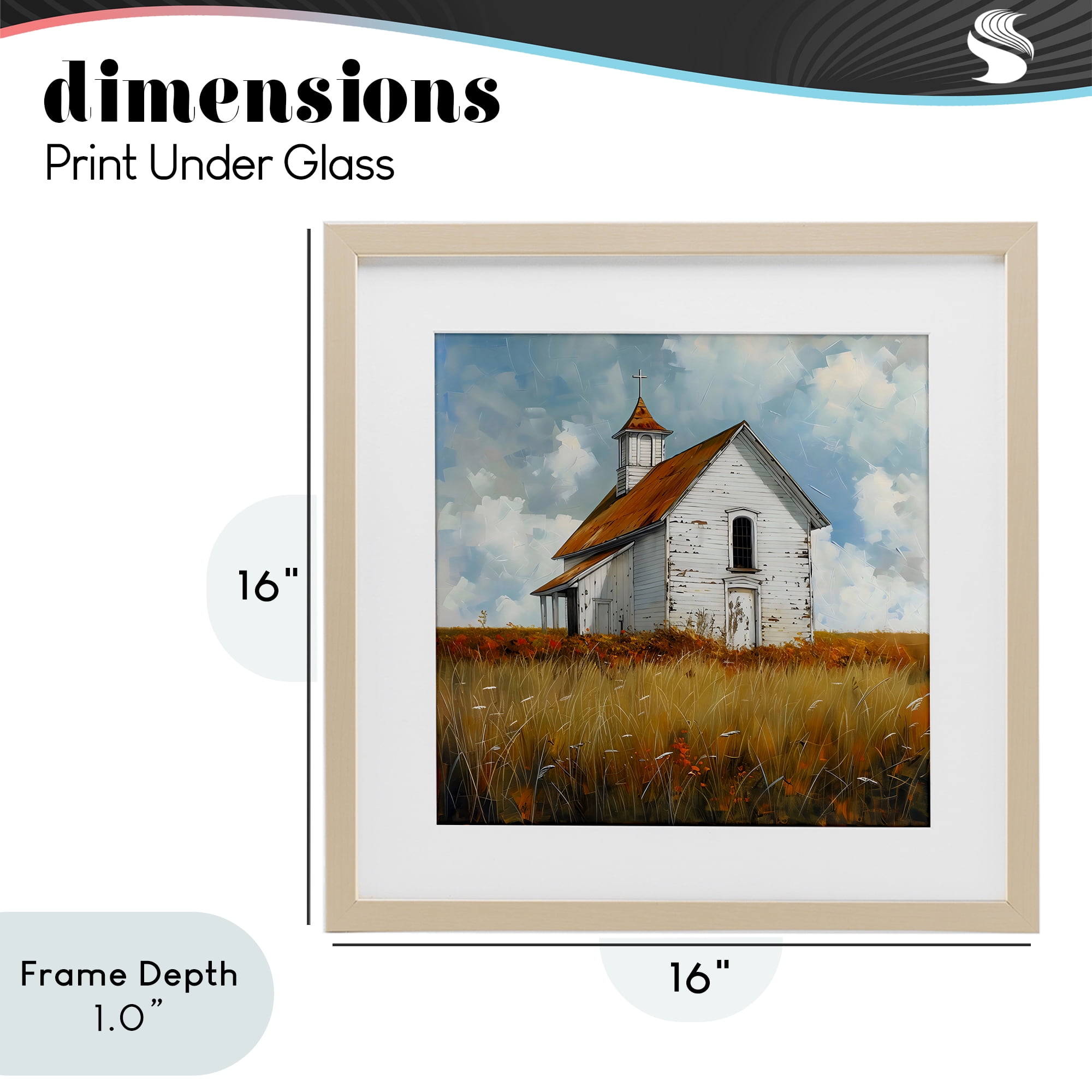 Stupell Industries Rustic Church in Field Birch Framed Print Under Glass, design by Creative Studio