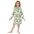 thumbnail image 6 of FORMRS Niños Bathrobe Unisex Hooded Robe Soft Plush Pajamas Sleepwear, Size 2-3T, Beige Floral Pattern, 6 of 7