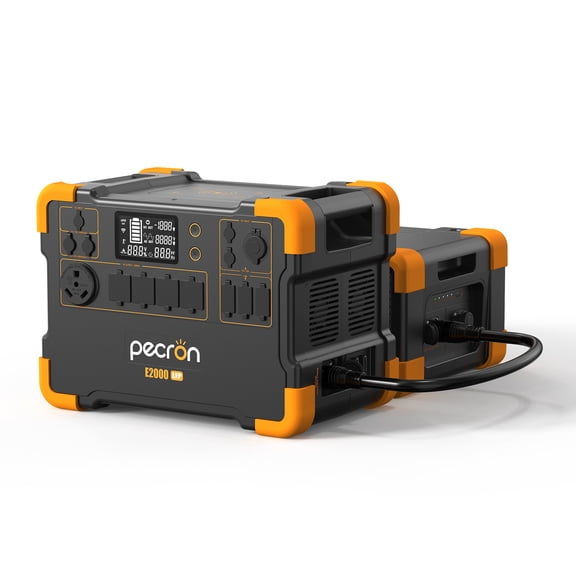 PECRON E2000LFP Portable Power Station 1920Wh/2000W with EB3000-24V 3072Wh LiFePO4 Expansion Battery 4992Wh for Camping Home Backup Emergency