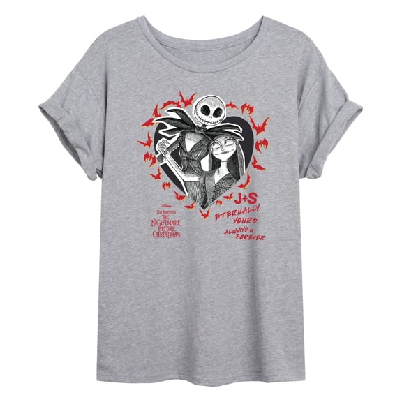 The Nightmare Before Christmas - Flames - Juniors Oversized Graphic T-Shirt