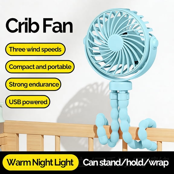 JELLOO Mini Portable Stroller Fan, Battery Operated Small Clip on, Detachable 3 Speed Rechargeable, Better Cooling for Car Seat Crib Treadmill Travel