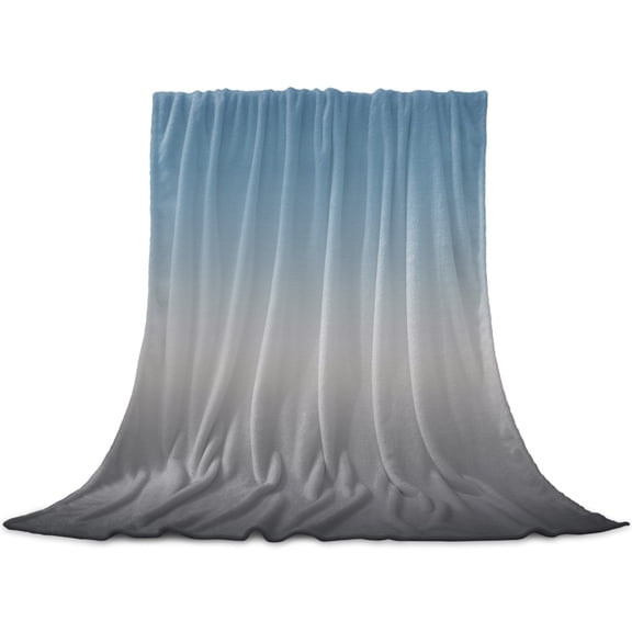 Grey Ombre Throw Blanket for Couch,Soft Lightweight Flannel Fleece Blanket,Navy Blue Gray Gradient Modern Abstract Art Microfiber Plush All Season Decorative Blankets for Sofa Bed Office 40"x60"