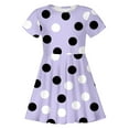 thumbnail image 4 of Robes Décontractées pour Filles, Été, Imprimé à Pois, Col Rond, Manches Courtes, Coupe Ajustée, Ligne A, Robe d'Été Mode, Vêtement d'Extérieur, Violet, 6-7 Ans, 4 of 4