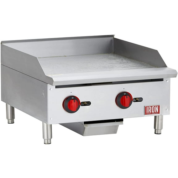 Iron Range IRMG-24 24" x 21" Countertop Commercial Gas Commercial Griddle With Manual Control And Two Burners, 60,000 BTU, ETL Listed