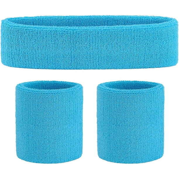 ONUPGO Juego de muñequeras deportivas, muñequeras, muñequeras de tela de rizo, muñequeras, muñequeras, diademas que absorben la humedad, banda para la cabeza que absorbe el sudor