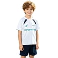 thumbnail image 4 of OOOUM Boys 2 Piece Matching Clothing Set Breathable Ice Silk Short Sleeve Sports Sets Cool Comfort Sports Outfits Sets White 12-13 Years, 4 of 9