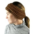 thumbnail image 2 of C.C Cable Knit Fuzzy Lined Ear Warmer Ponytail Pony Headband, Rust, 2 of 3