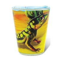 Puzzled Multi-colored Gecko Full Shot Glass, 1.70 Oz. Tequila Cocktail Whisky Vodka Unbreakable Glassware Novelty Shooter Glasses Handcrafted Drinkware Wildlife Reptile Themed Home & Bar Accessory