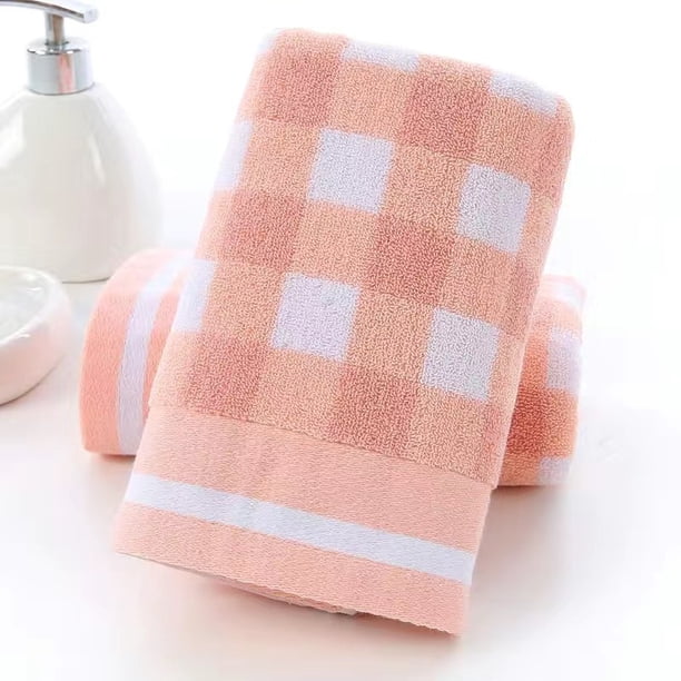 Xiao Hua Toallas de 2 piezas, 35 x 75 cm, 125 g, toalla facial a cuadros de 32 hebras para adultos, ligeras, de secado rápido, ideales para el baño y el aseo (rosa).