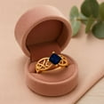 thumbnail image 4 of 5mm Square Shape Natural Blue Sapphire 925 Silver Gold Vermeil Celtic Women Mother's Day Gift Ring, 4 of 8