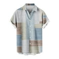 thumbnail image 4 of UVEASISHA Men's Loose Fit Beach Shirts,Mens Big and Tall Dress Shirt Colorblock Print Cuban Collared Shirts Short Sleeve Button Down Shirts Casual Vacation Shirt, 4 of 5
