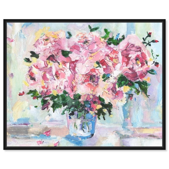 Pretty Floral Mood Canvas Flower Glam Farmhouse Wall Art by Art Remedy, Black Frame, 20" x 16"