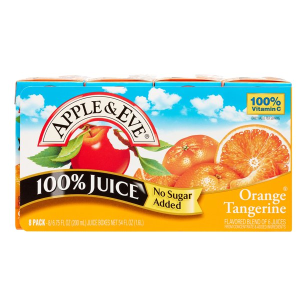 Apple & Eve Orange Tangerine 100 Juice, 6.75 Fl. Oz., 8 Count