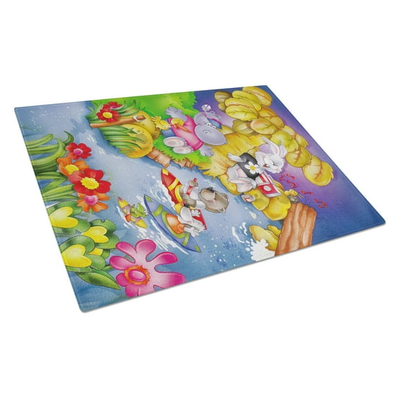 Caroline's Treasures Animals Kayaking Glass Cutting Board Large