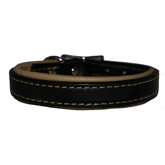 Collier en Cuir Rembourré Taille 1 x 22 Pouces, Style Plat Classique avec Boucle en Acier Inoxydable Robuste en Rouge Bourgogne, Choix Élégant et Frappant pour Chiens Moyens et Grands, Fabriqué aux États-Unis