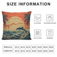 thumbnail image 5 of GOSMITH  Seascape Pillowcase Dolphins Surf Ocean Fish Nature Sea Wave Sun Curve Jump Vintage Tree Throw Pillow Cover Cushion Decorative for Living Room Outdoor, 5 of 5