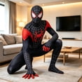 thumbnail image 6 of Hero Spider Pattern Brand New Day Black Halloween Costume Full Bodysuit Superhero Jumpsuit with Mask for Halloween Party Role Play Show Black 100, 6 of 6