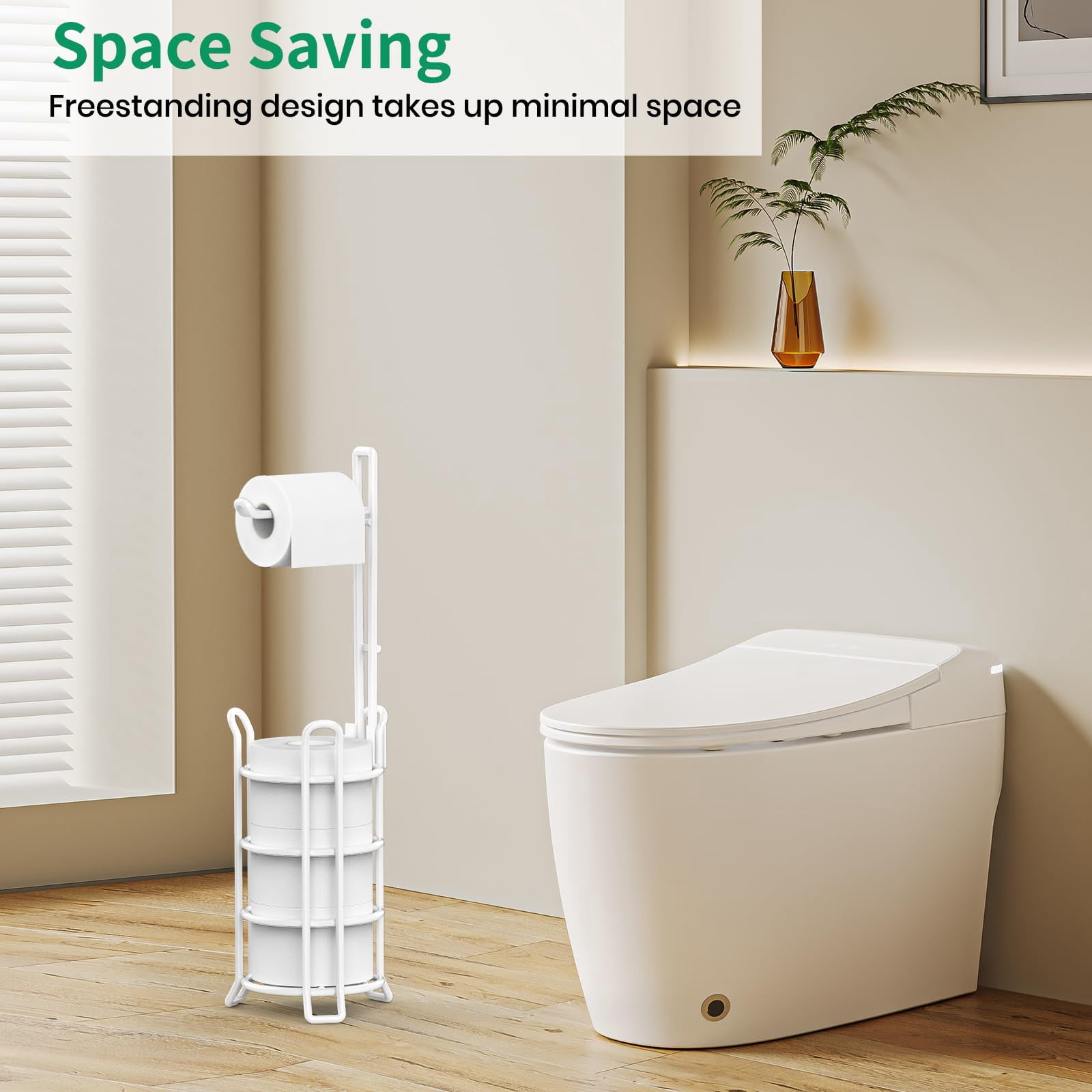 Toilet Paper Holder Toilet Paper Stand and Dispenser for 3 Spare Rolls Metal Wire Free-Standing Toilet Tissue Paper Roll Storage Shelf Bathroom Accessories Storage Organizer Black