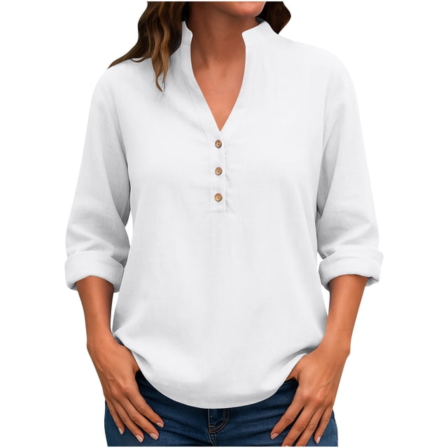 Boyfriend Style Button Up Shirt for Women Oversized Lapel Collar Long Sleeve Top Solid Color Relaxed Fit Casual Spring Fall