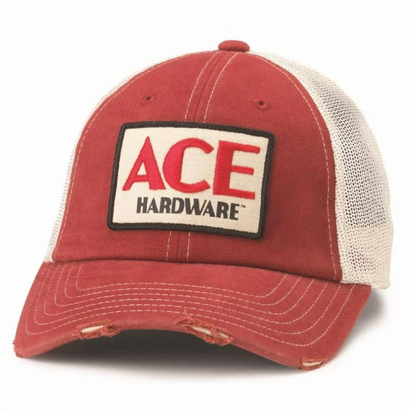Gorra de béisbol con logo Ace Vintage Threads, piedra/algodón rojo