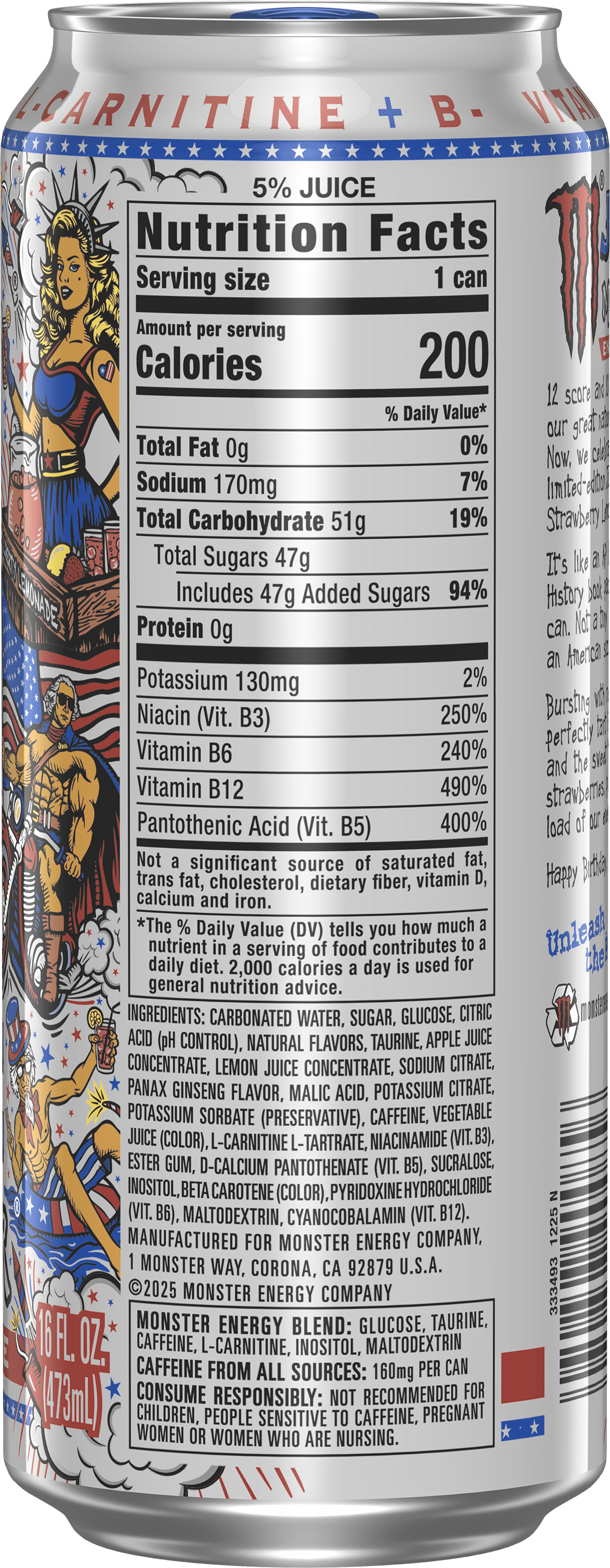 Juice Monster, Strawberry Lemonade, Energy Drink, 16 fl oz, Can