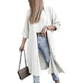 thumbnail image 4 of HAPIMO Women's Long Sleeve Outwear Midi Peacoat Trench Coats Open Front Cardigans Fall Fashion Winter Outfits Solid Color Overcoats Casual Turn Down Collar White L, 4 of 9