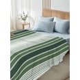 thumbnail image 4 of Dark Green Ombre Stripe Full Size Flat Sheet, Wrinkleproof & Fadeproof Cooling Flat Bed Sheet Only, Farmhouse Simple Striped Breathable Soft Bedding Top Sheets 81 x 96 Inches, 4 of 8