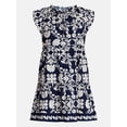 thumbnail image 6 of Time and Tru Women's Tiered Cotton Mini Dress with Flutter Sleeves, Sizes XS-4X, 6 of 6