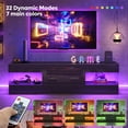 thumbnail image 5 of Bestier Black TV Stand for TVs up to 65", Modern Entertainment Center for TVs with LED Light, High Gloss TV Console Table with Storage Drawers, 5 of 11