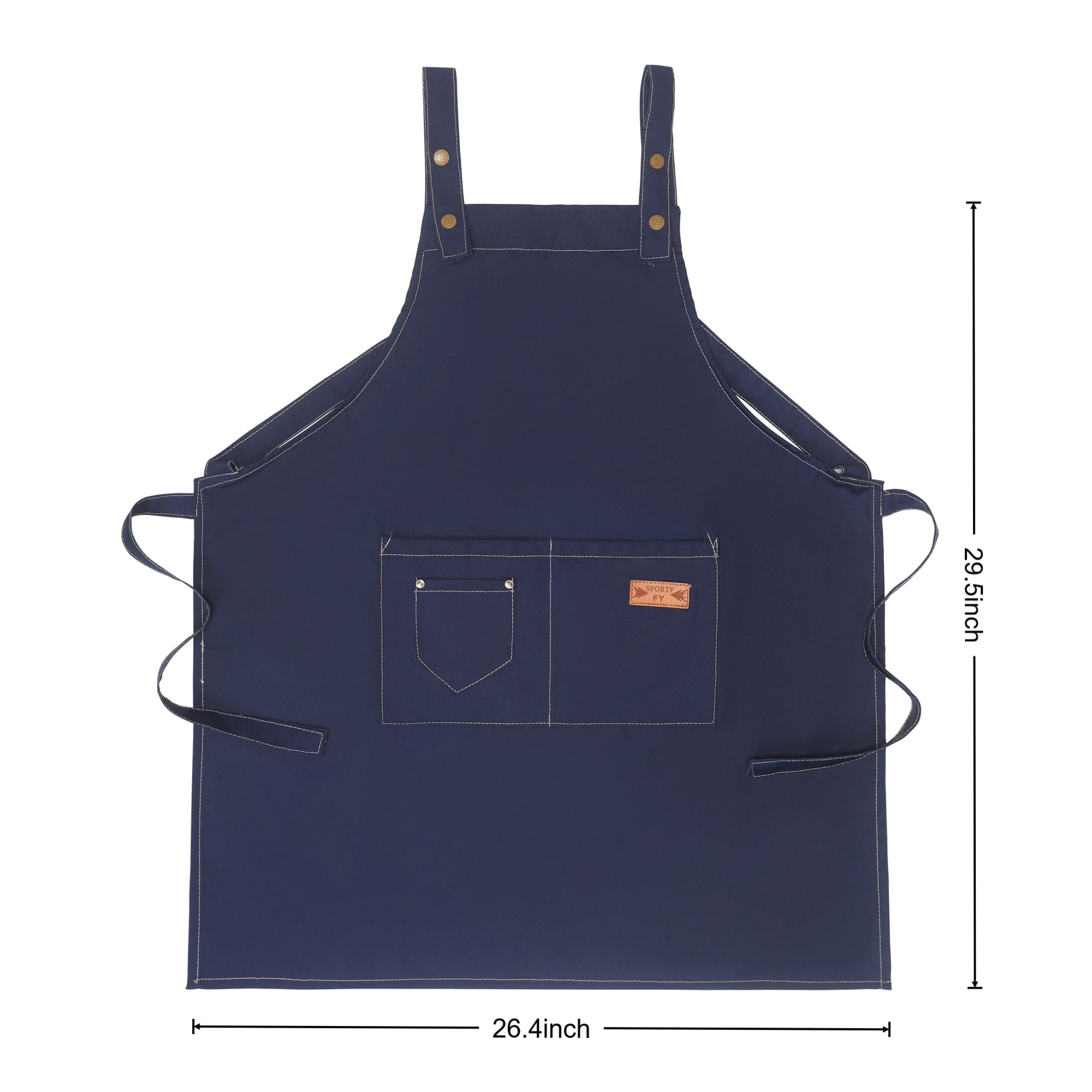 Unique Bargains Adjustable Long Waist Cooking Apron with Pocket for Home 26.4x29.5in Blue