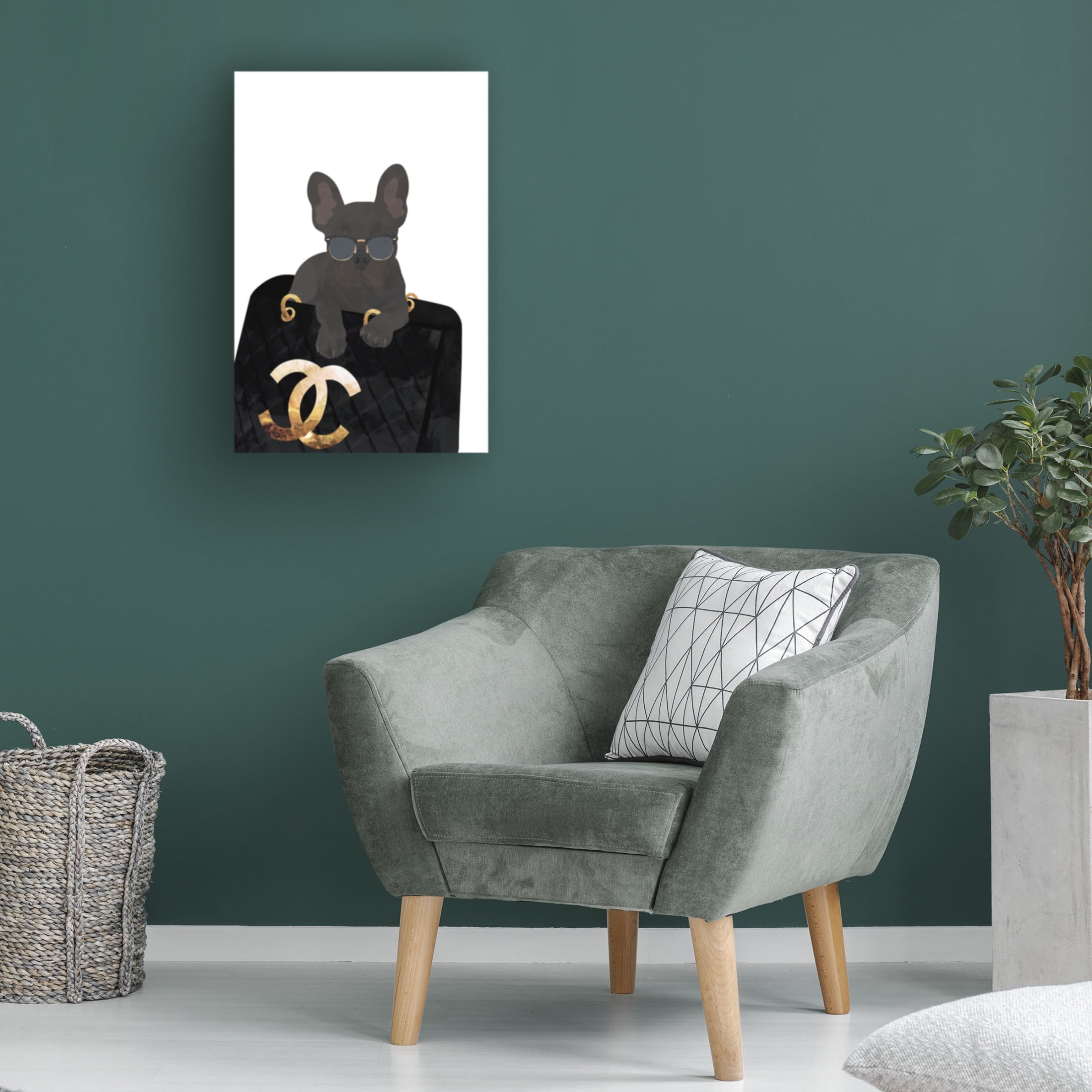 Trademark Fine Art Sarah Manovski  Frenchie in the bag Canvas Wall Art