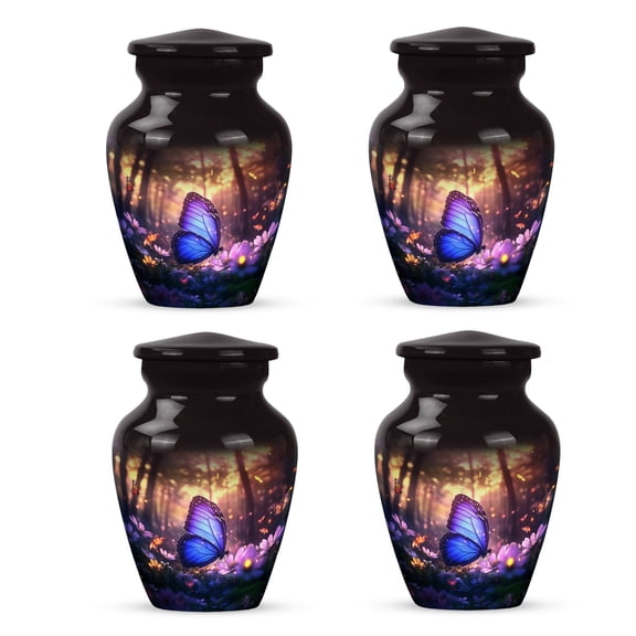 Yatskia Purple Butterfly Urns For Human Ashes Adult Man, Keepsake Urn For Ashes For Women & Men, (Classic Pack of 4, 3 Inch)