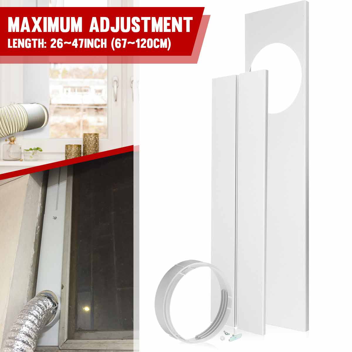 63'' Adjustable 6'' Adaptor Window Slide Kit Plate For Portable Air Conditioner 